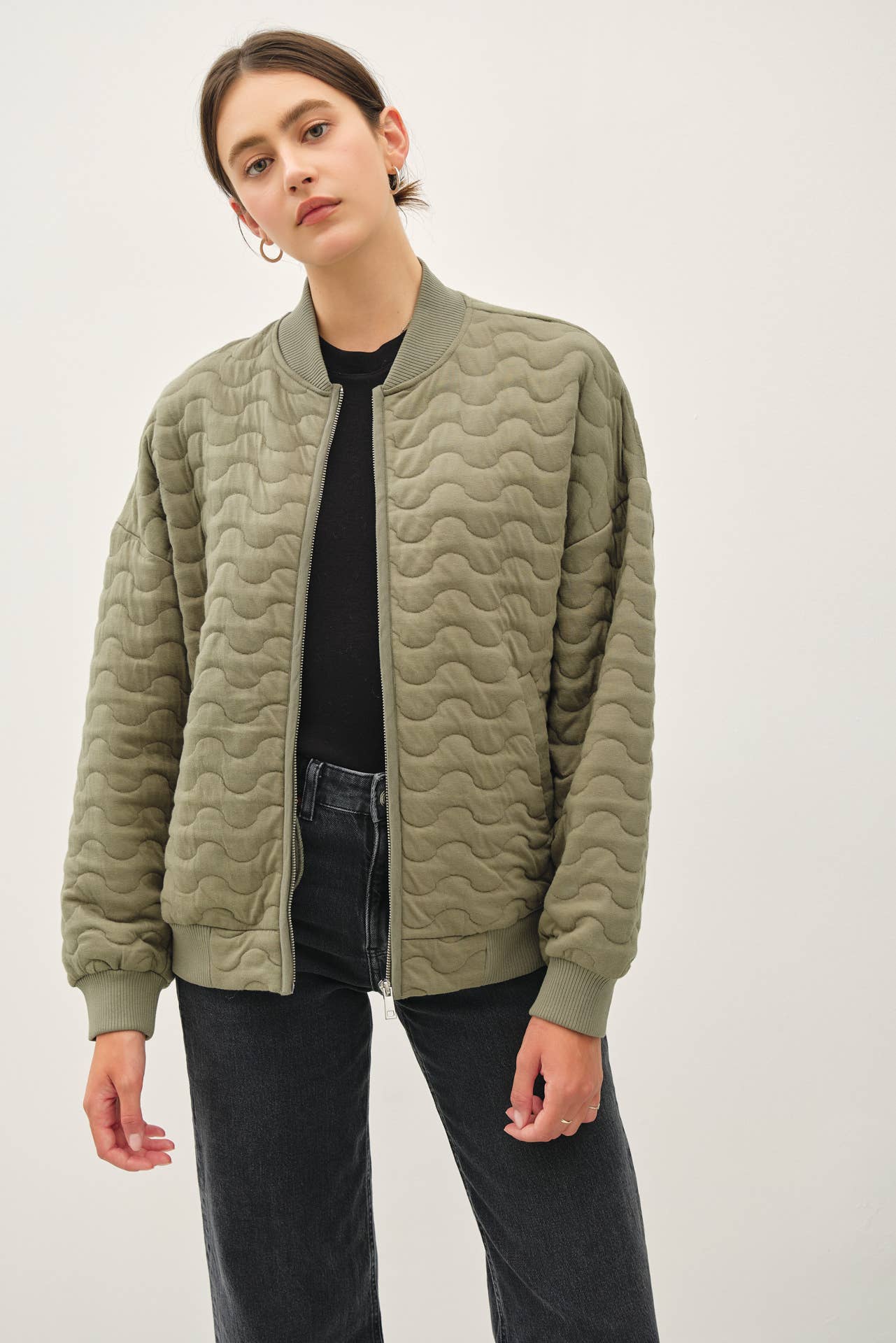 Comfy Wave Quilted Bomber Jacket
