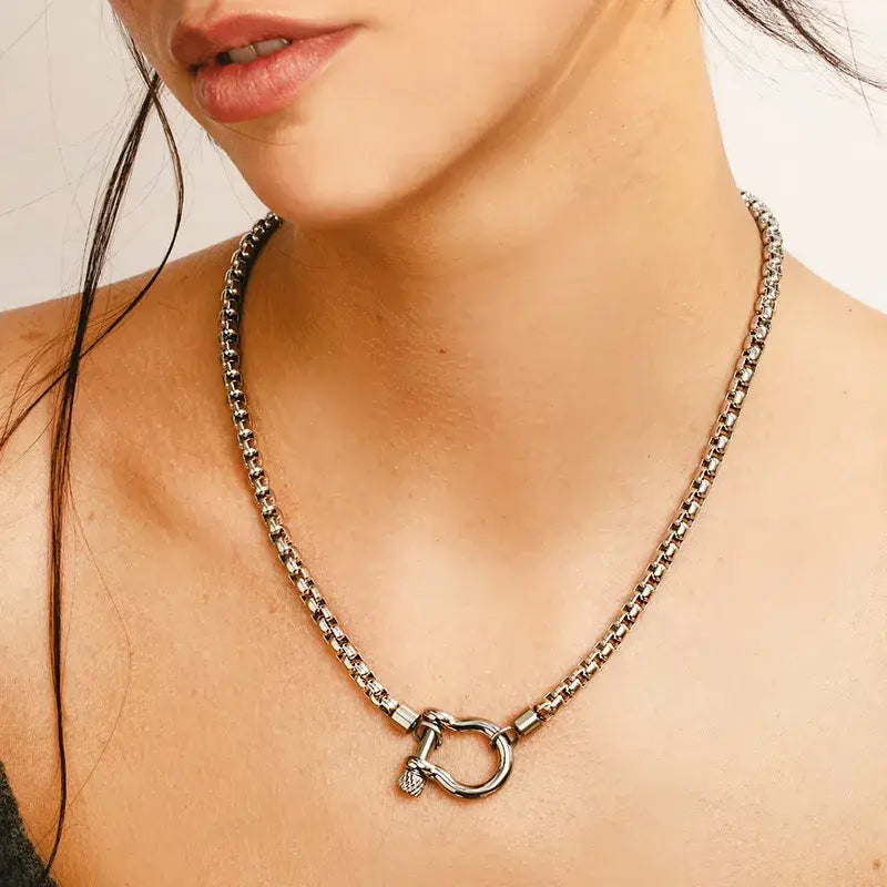 18K Gold Plated Stainless Steel Rope Buckle Necklace - 3 Options
