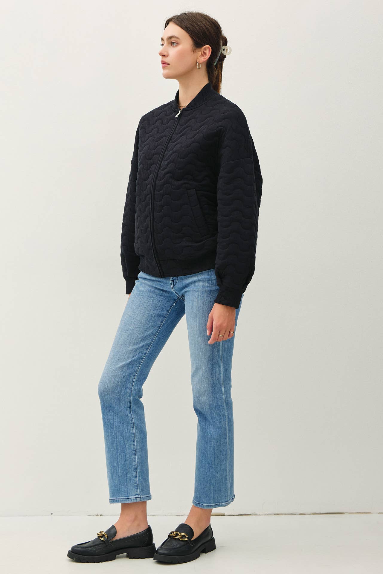 Comfy Wave Quilted Bomber Jacket