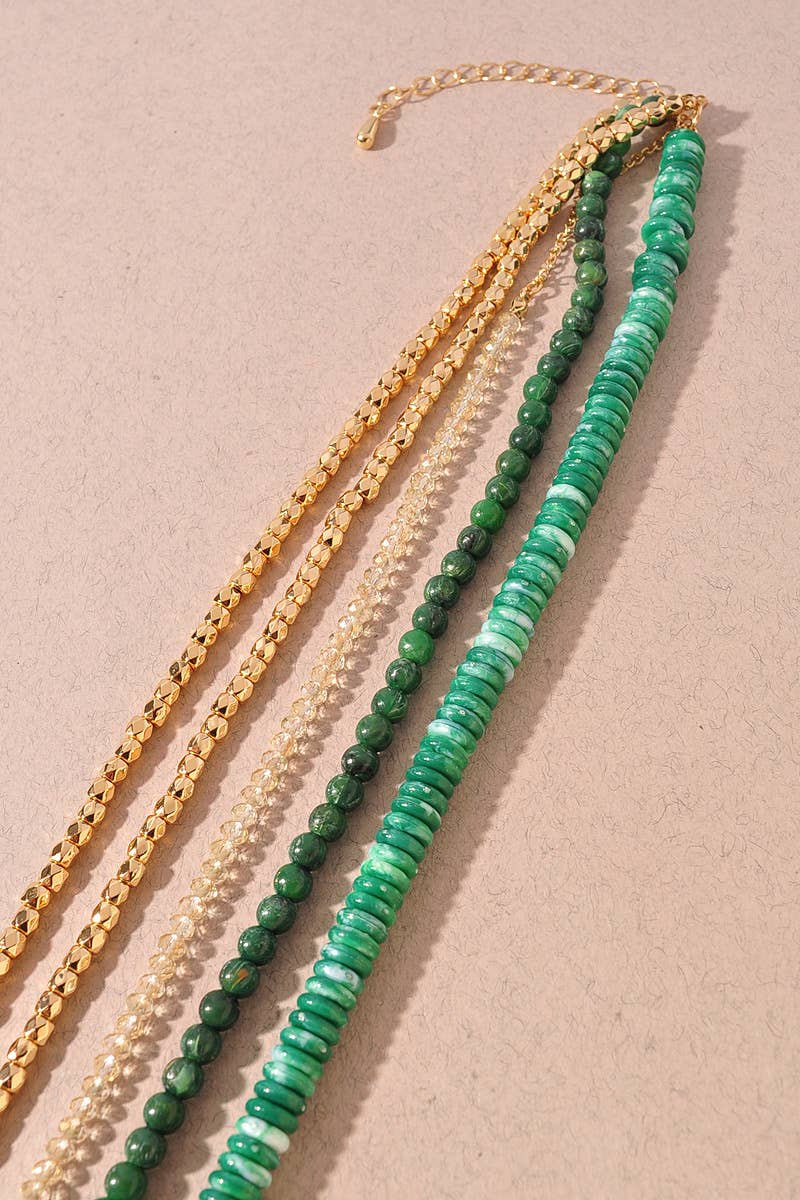 Green Bead Layered Necklace