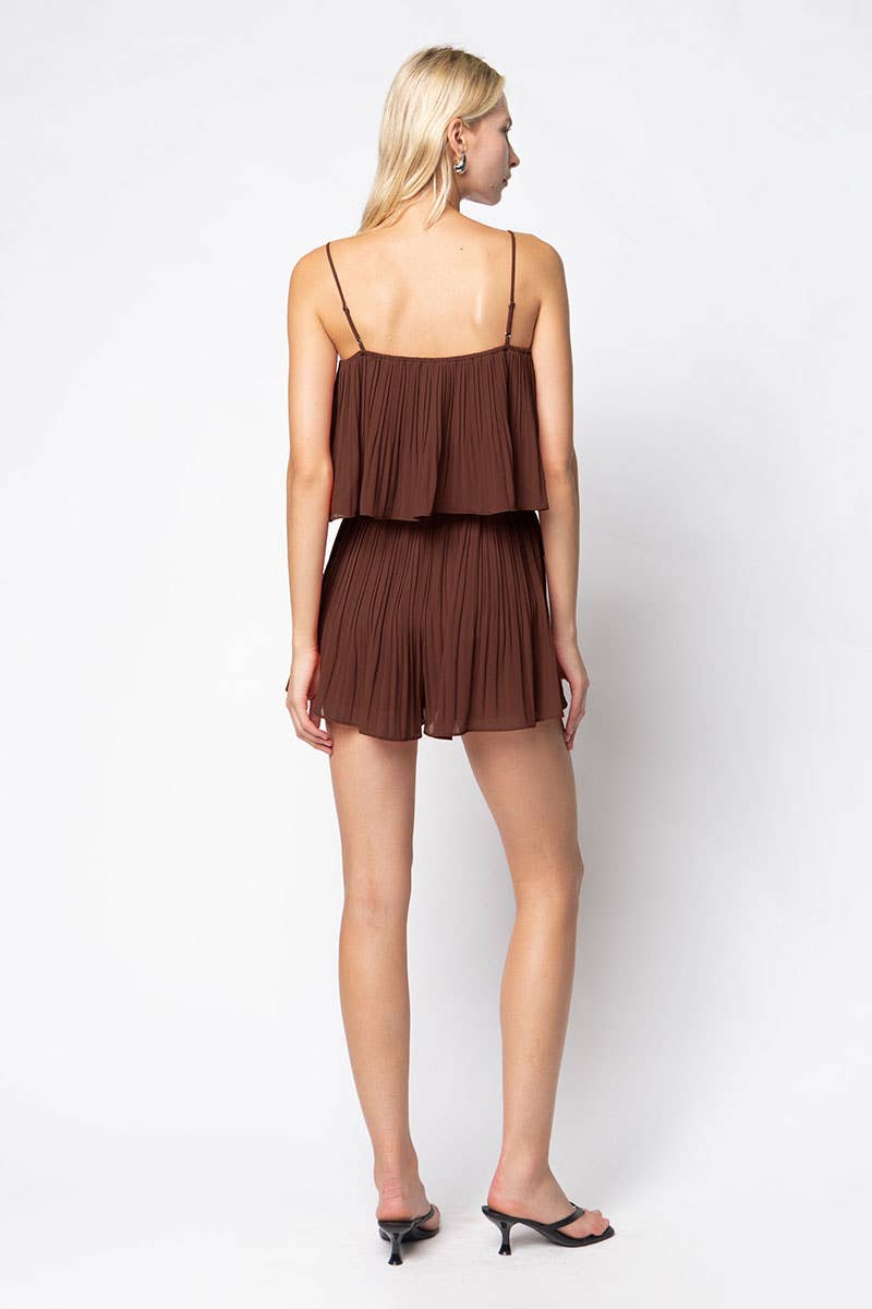 Strappy Short Pleated Romper - Multiple Colors