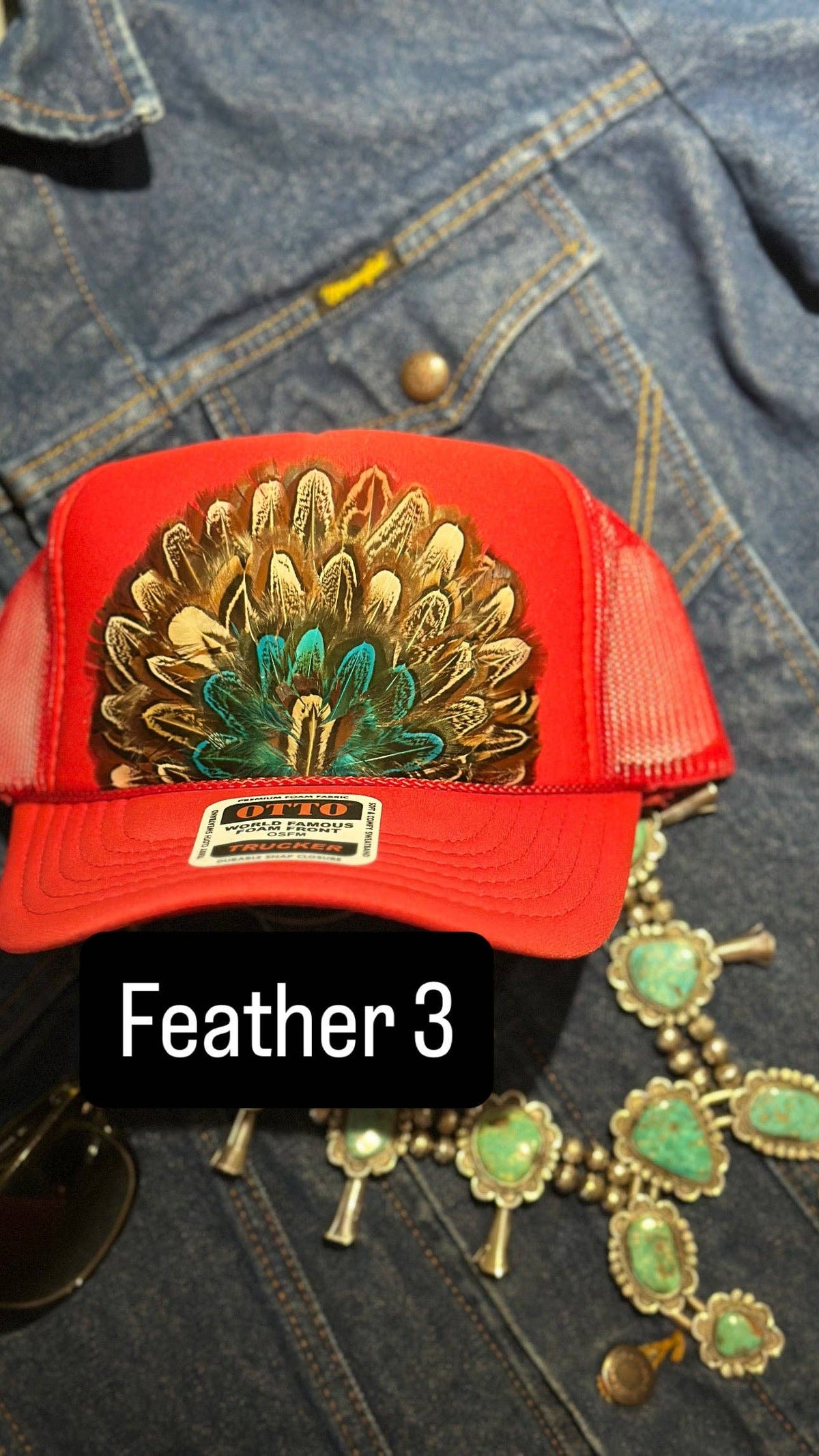 RED FEATHER TRUCKER HAT