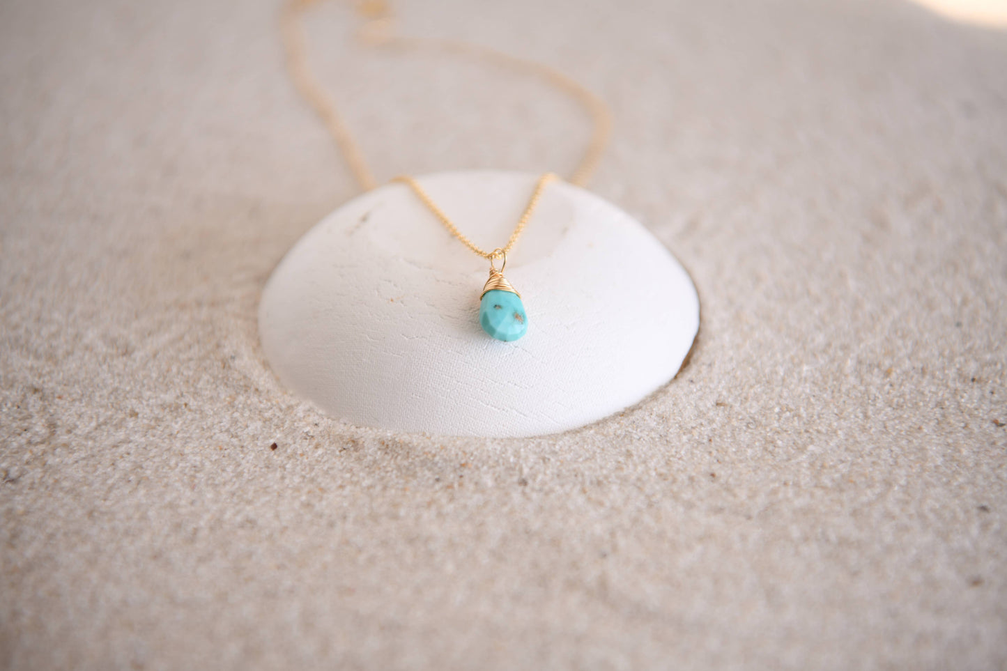 Gemstone Teardrop Pendant Necklace: Labradorite or Turquoise
