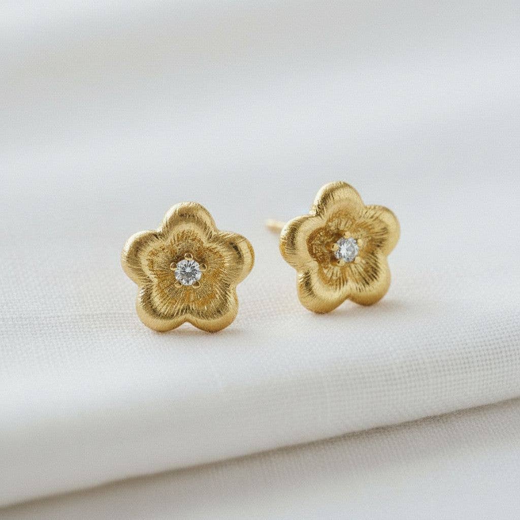 Floral Gemstone Stud Earrings