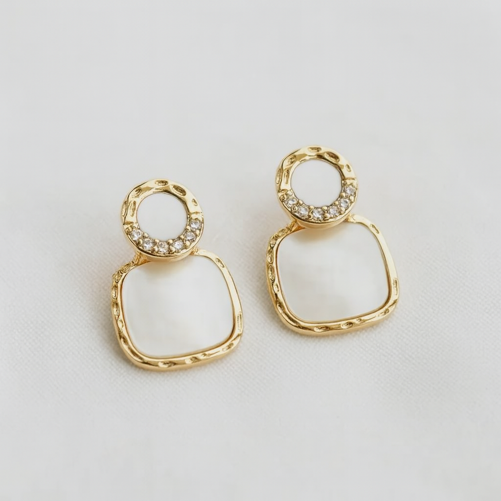 Baby Square Shell Stud Earrings