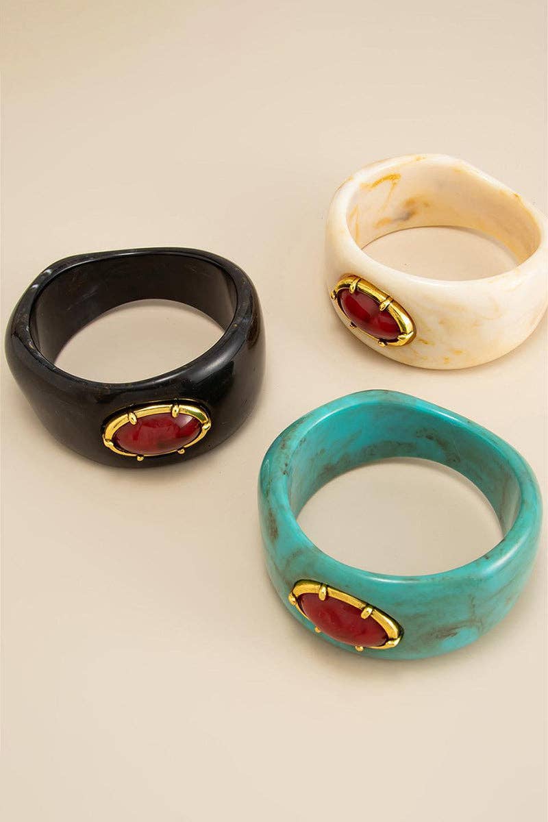 Elegant Stone-Accent Bangle - 3 Colors