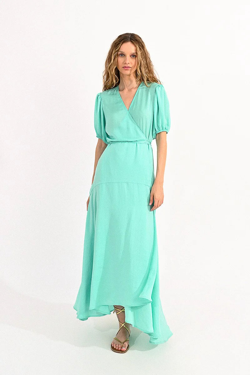 Derry Wrap Dress - Aqua Blue