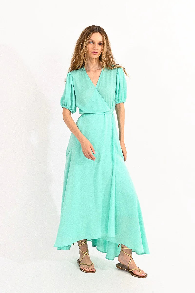 Derry Wrap Dress - Aqua Blue