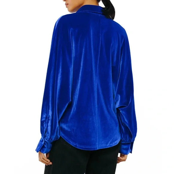 Blue Lagoon Velvet Blouse