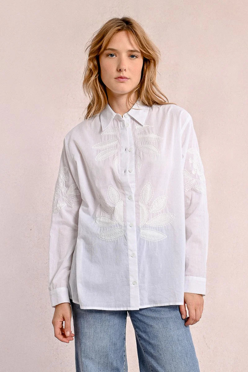 Embroidered Tropic White Blouse