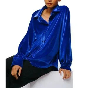 Blue Lagoon Velvet Blouse