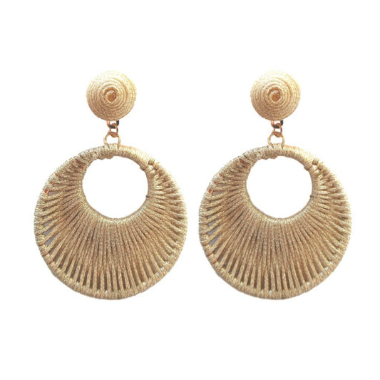 Gold Metallic Wrapped Bali Statement Drop Earrings
