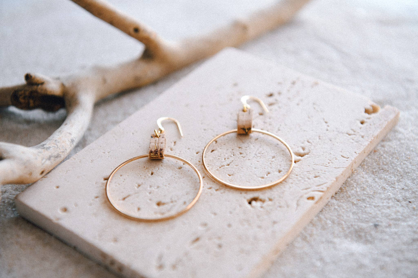 Leather and Gold Plated Hoops- 3 Colors