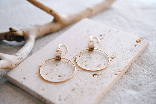 Leather and Gold Plated Hoops- 3 Colors