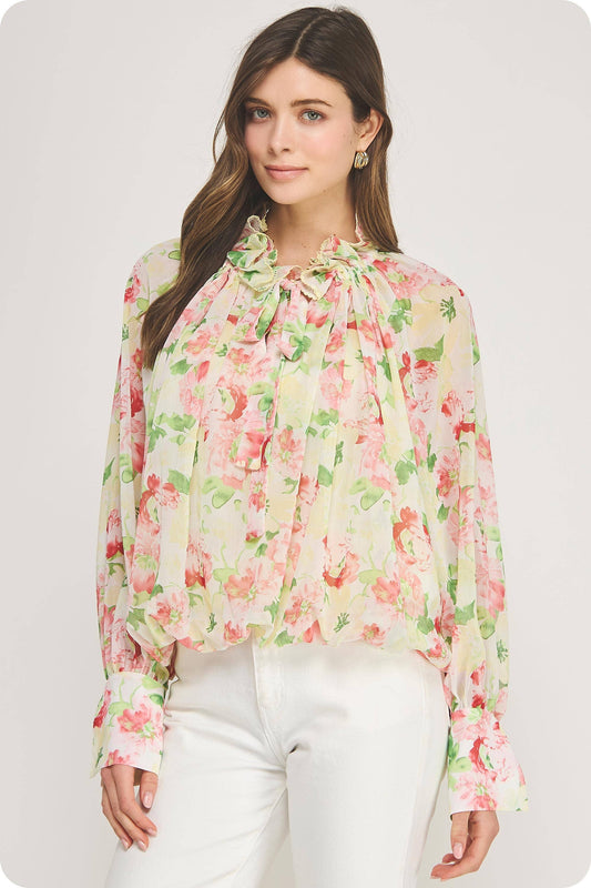 Floral Picot Blouse