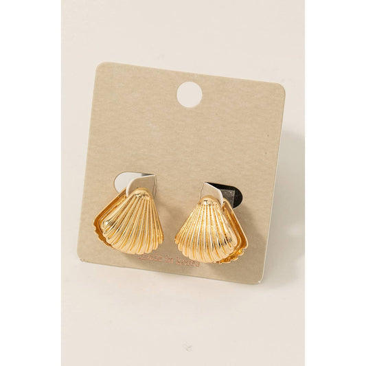 Metallic Sea Shell Huggie Earring