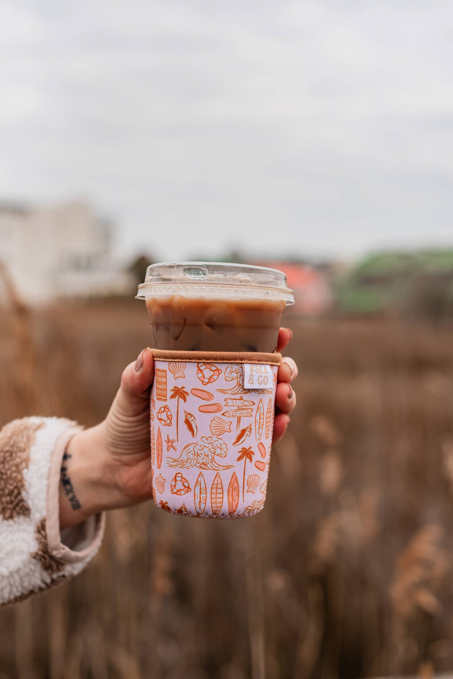 Coastal Sunset Iced Coffee Drink Sleeve: Large - 20-24 oz.