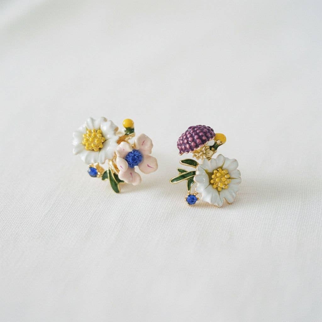 Drip Glaze Floral Stud Earrings