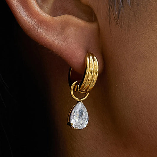 Saffron 18K Gold Non-Tarnish Teardrop Earrings