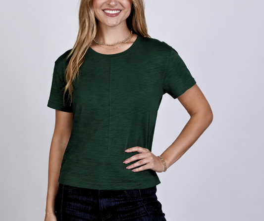 Celia Perfect Length Tee in Forest Green