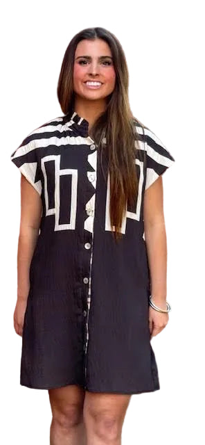 Abstract Black & White Dress