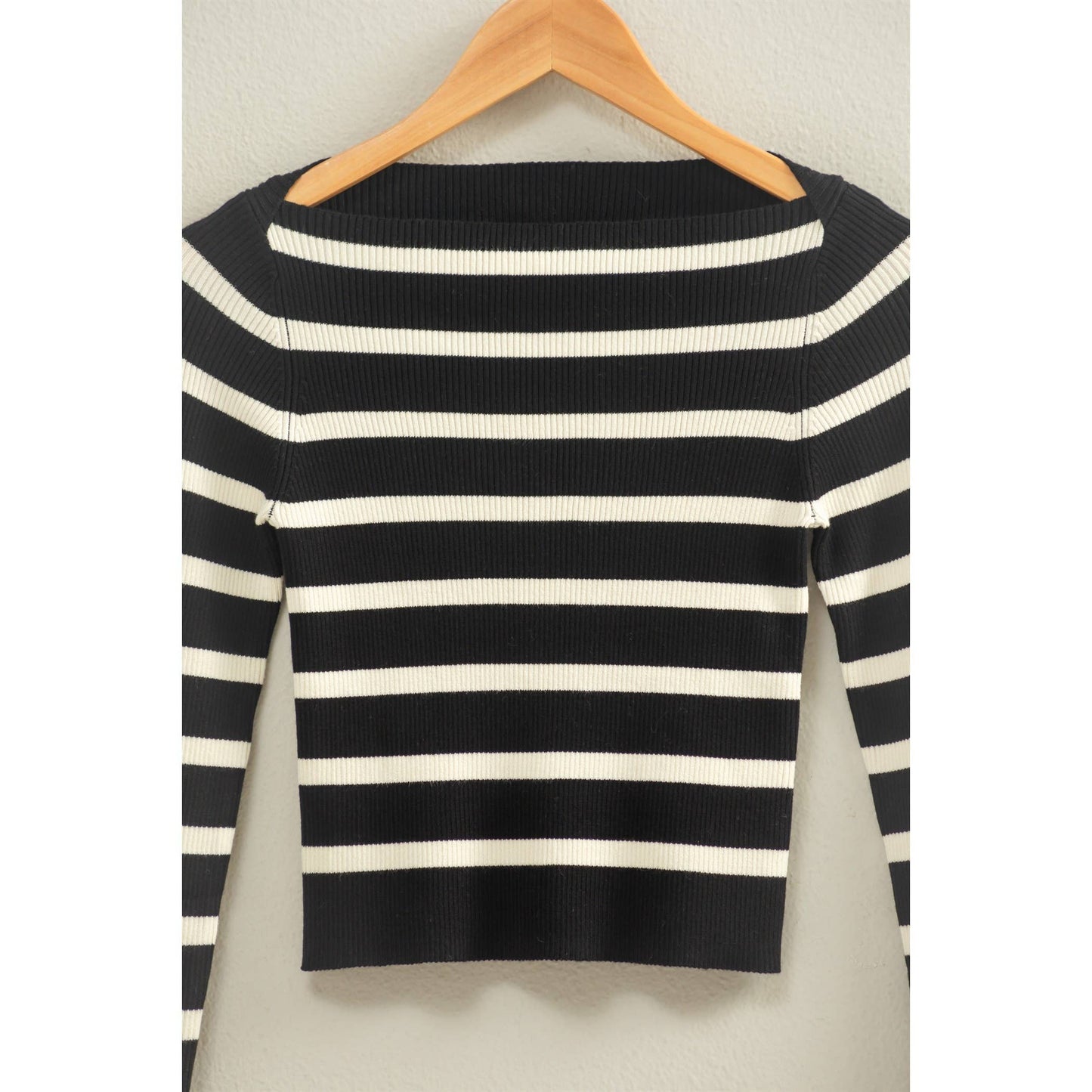 Striped Boatneck Knit Top