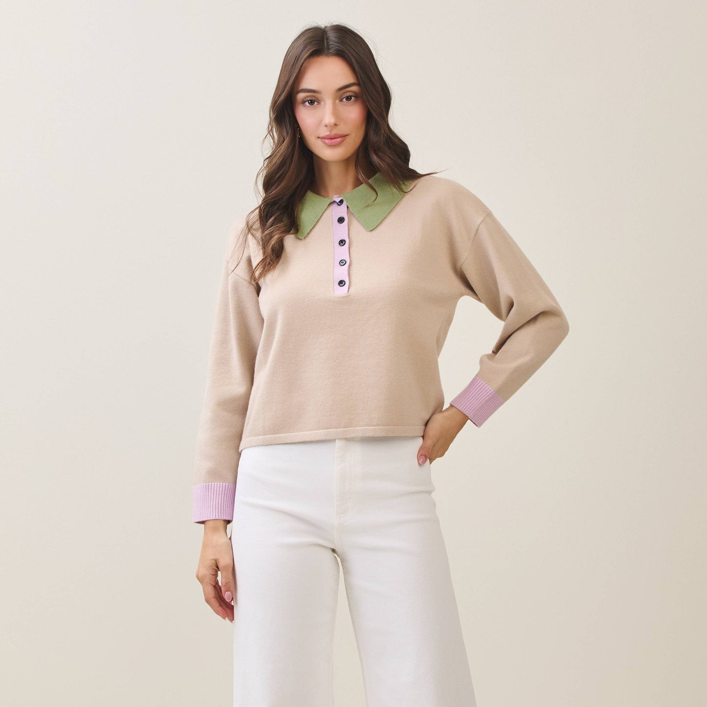 Colorblock Polo Sweater