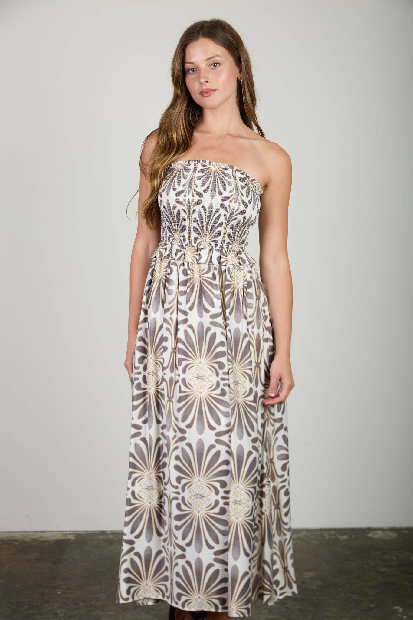 Damask Strapless Dress