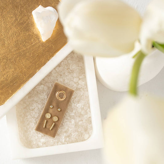 Pave Velvet Stud Gift Set: Gold