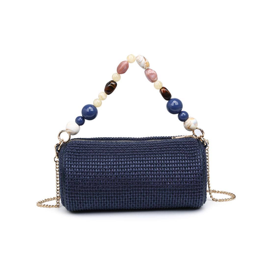 Rachel - Straw Clutch: Navy