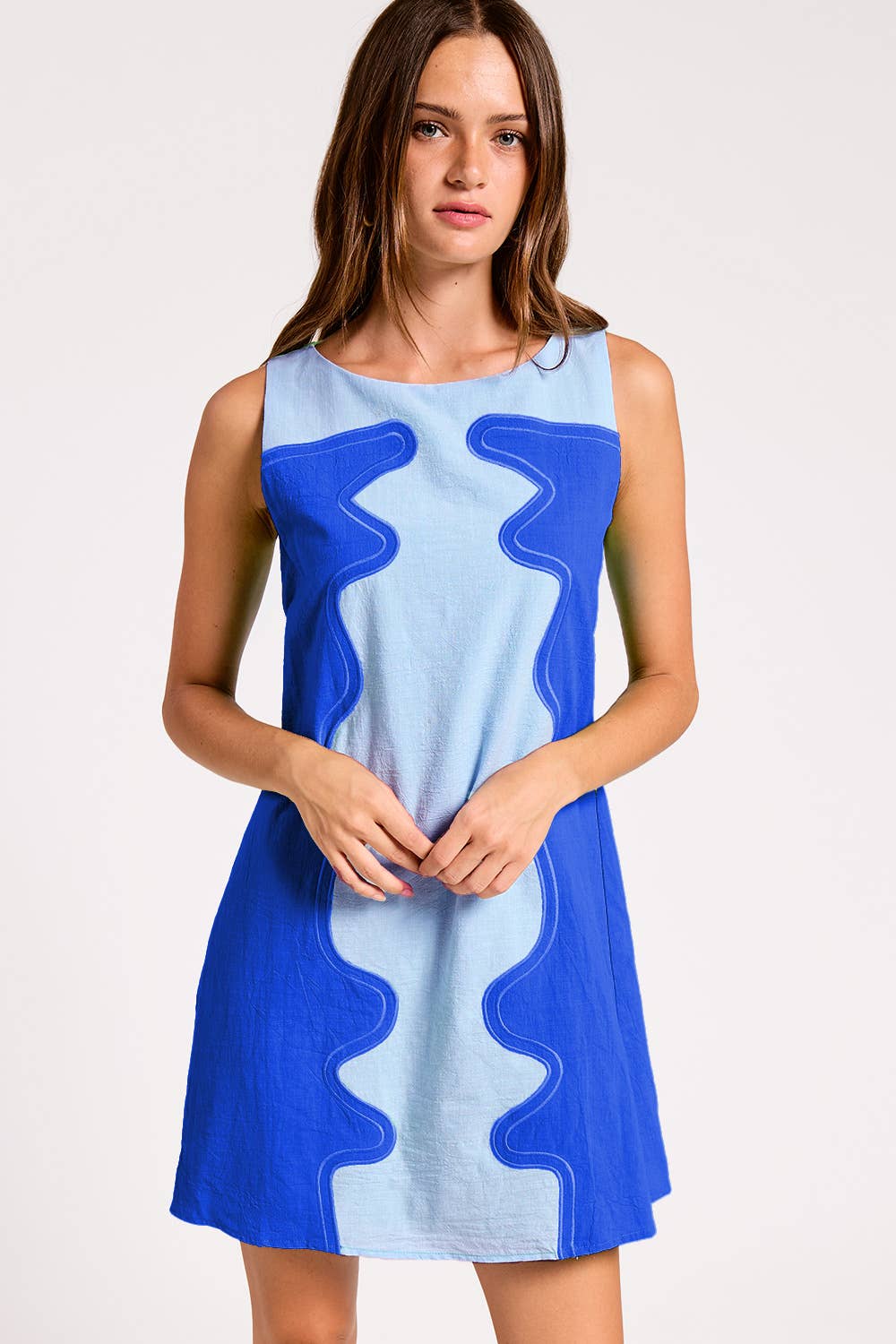 Wavy Pop Shift Dress - Blue