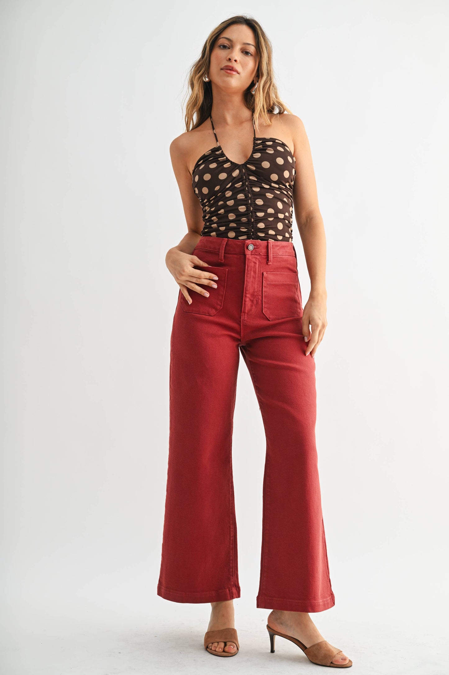 Patch Pocket Burgundy Denim