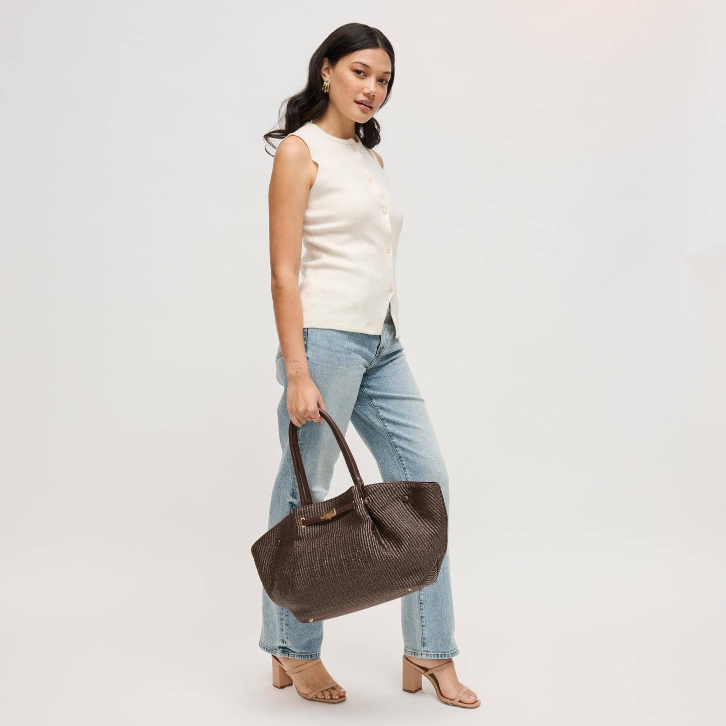Kaia - Straw Tote: Natural Black