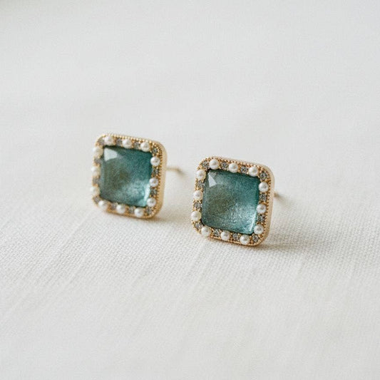Blue Cubic Zirconia Stud Earrings