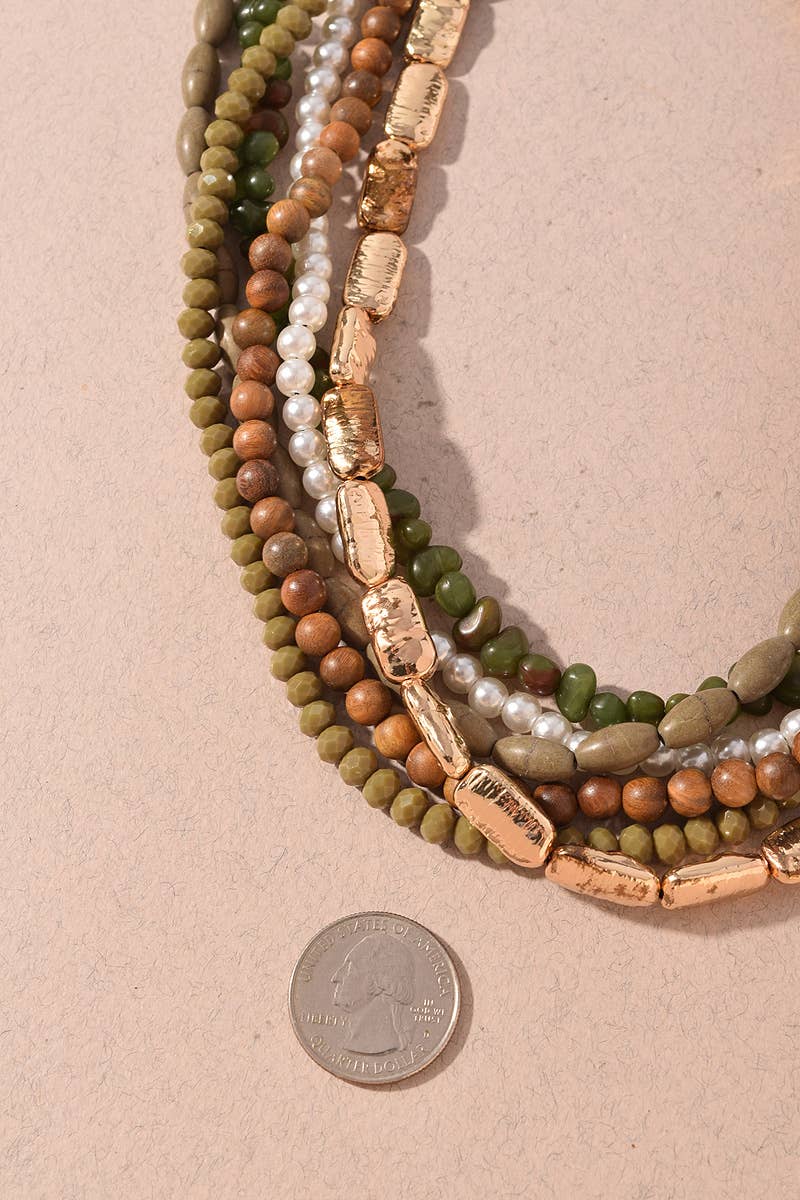 Olive Strand Statement Necklace
