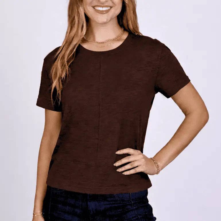 Celia Perfect Length Tee in Espresso Brown