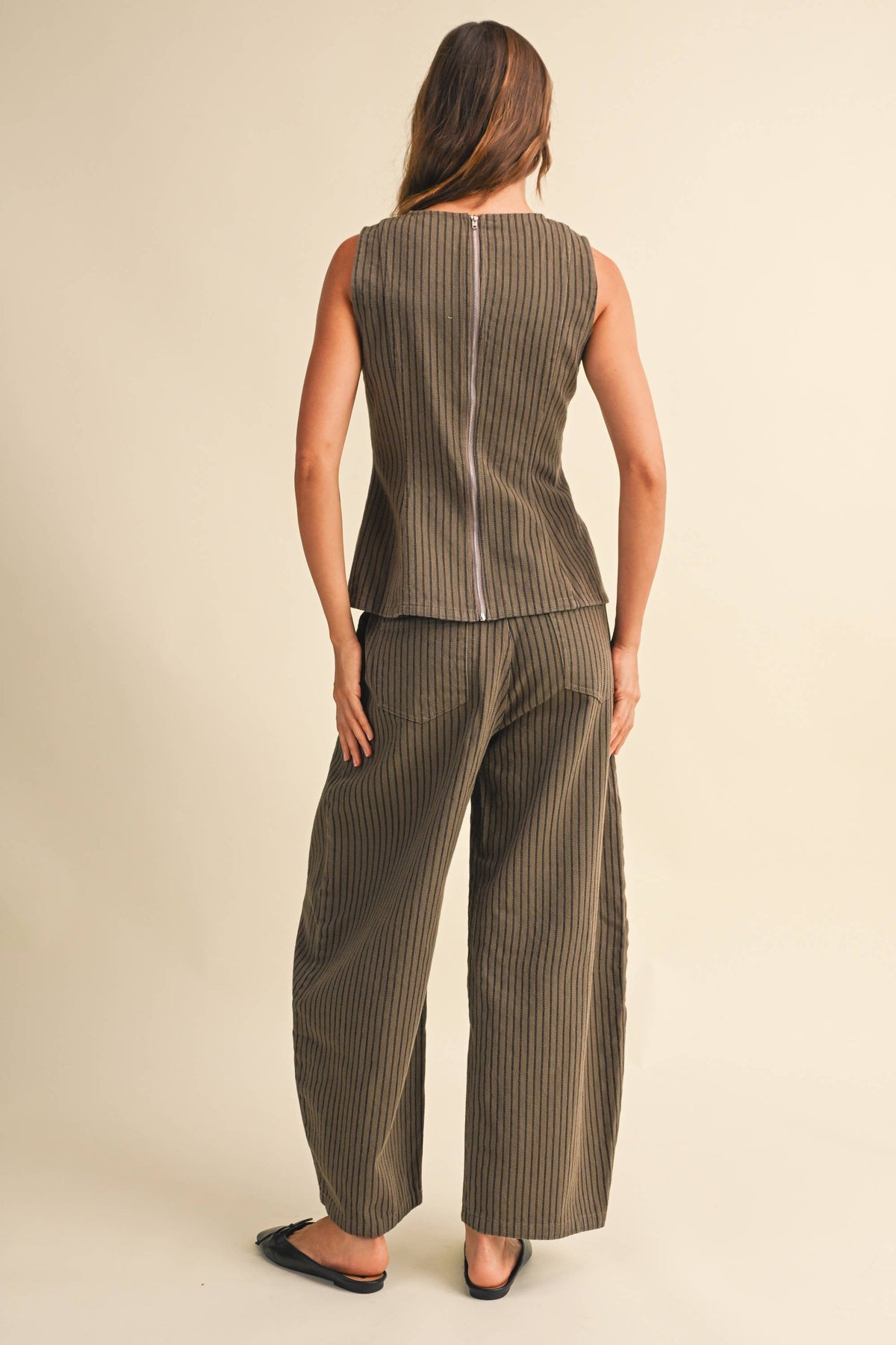 Mocha Striped Barrel Denim