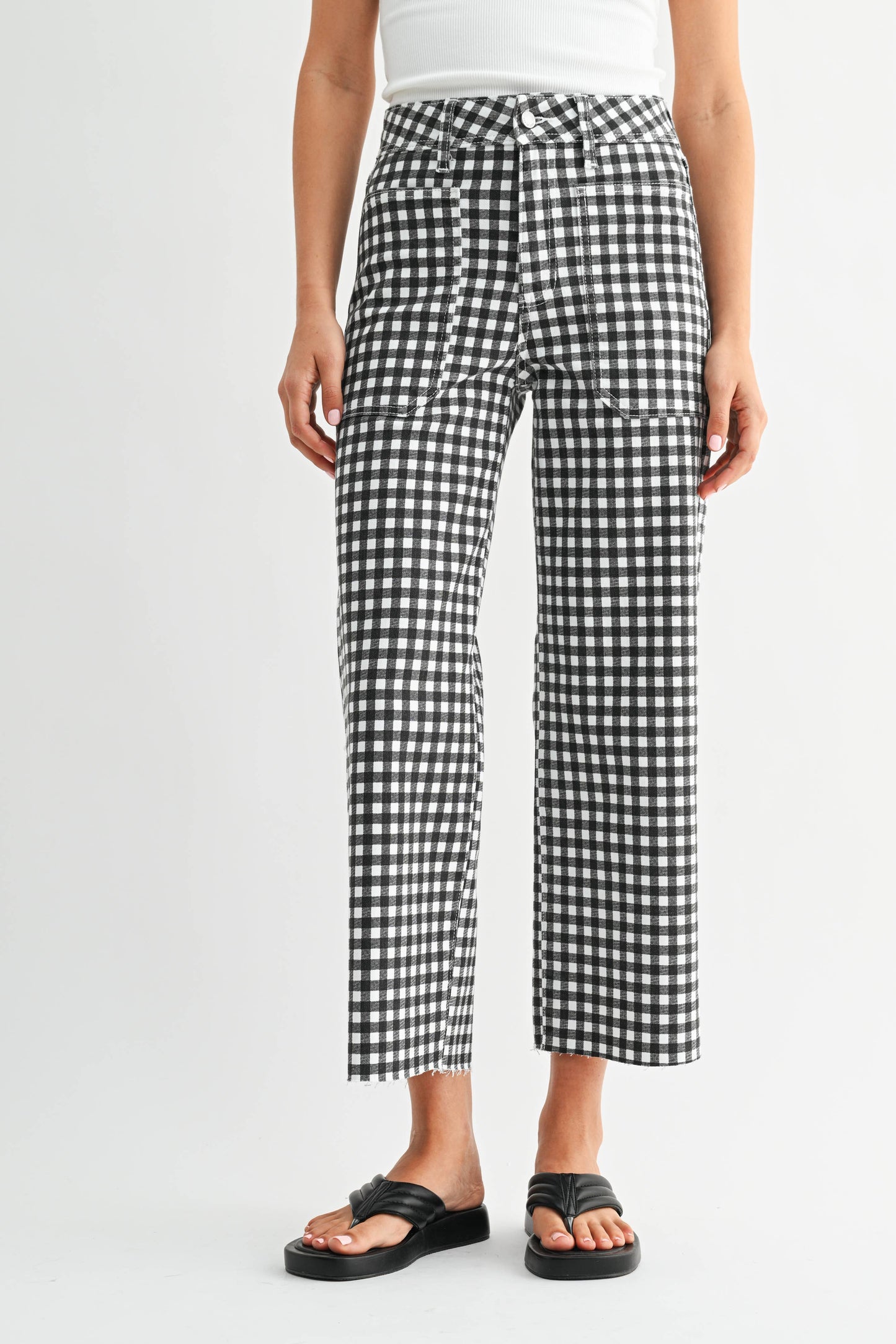 Black Gingham Utility Denim