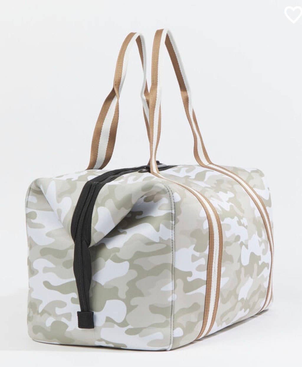 The Cassie Weekender Champagne  Camo W/gold Straps