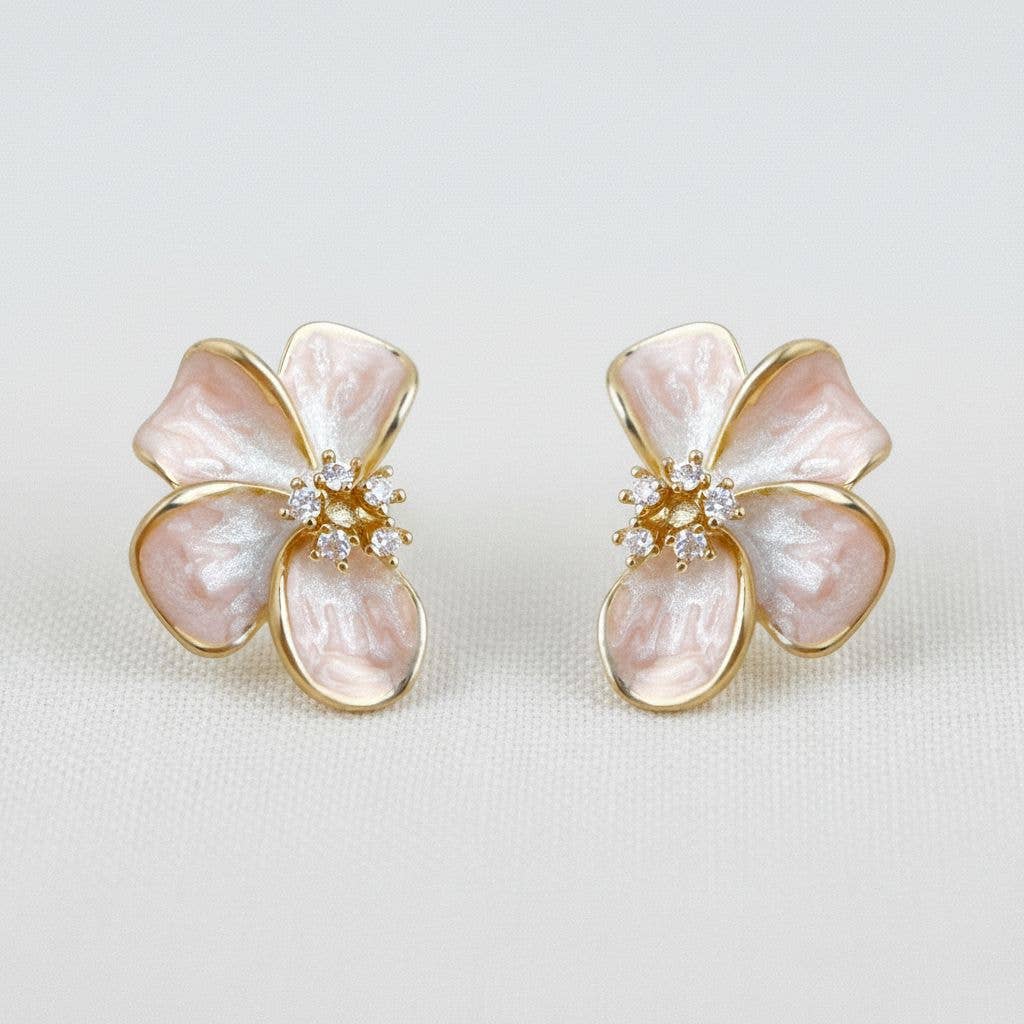 Floral Enamel Stud Earrings