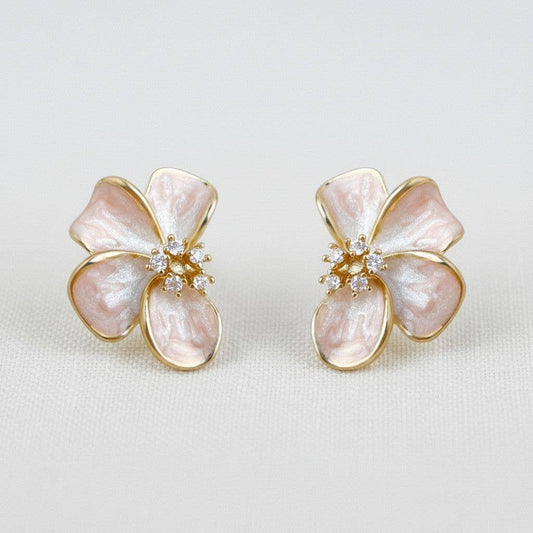 Floral Enamel Stud Earrings