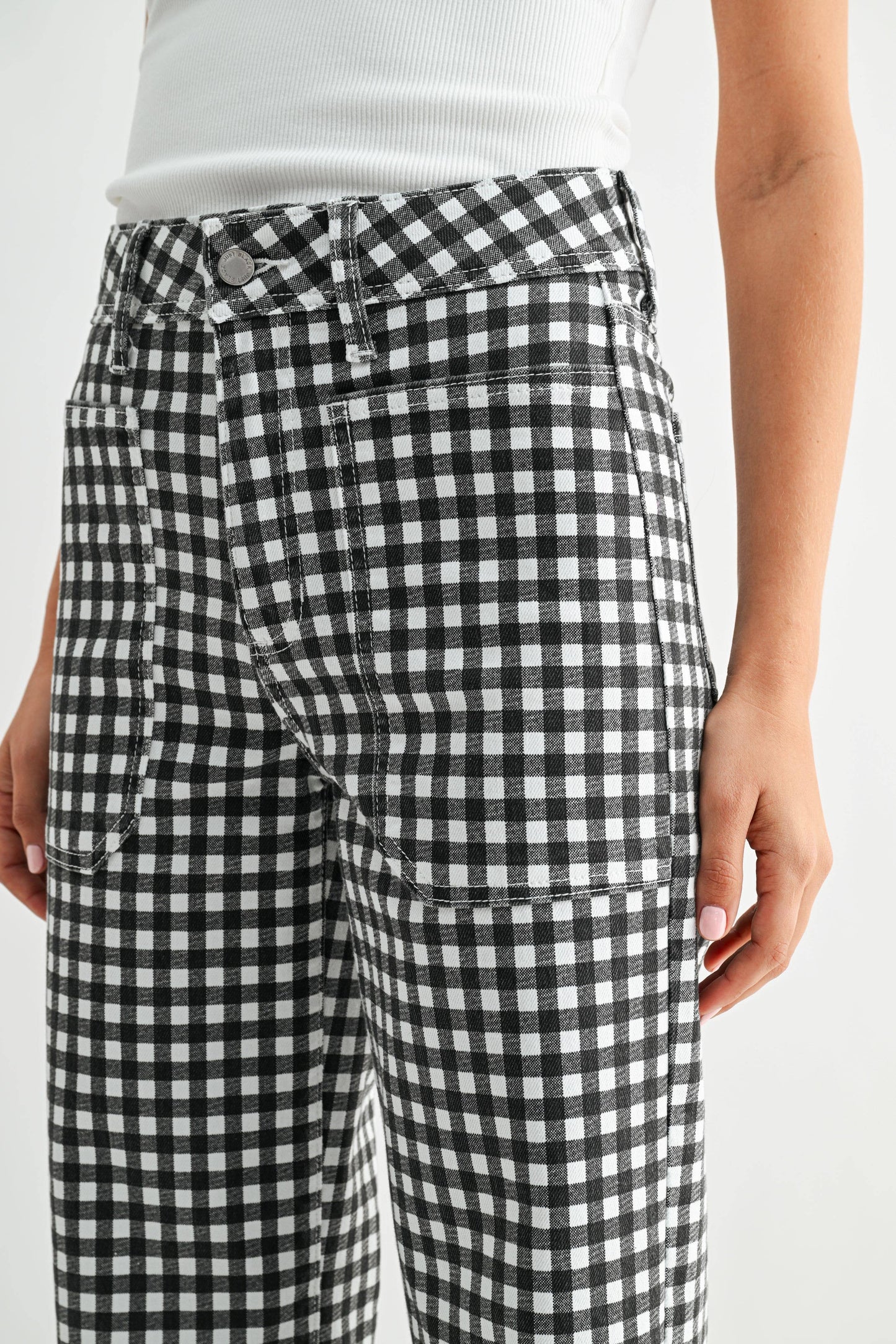 Black Gingham Utility Denim