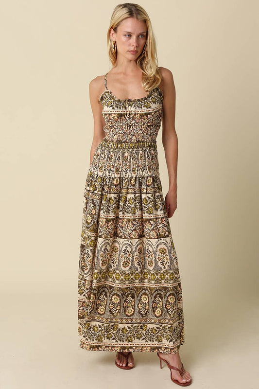 Lorna Smocked Print Maxi Dress