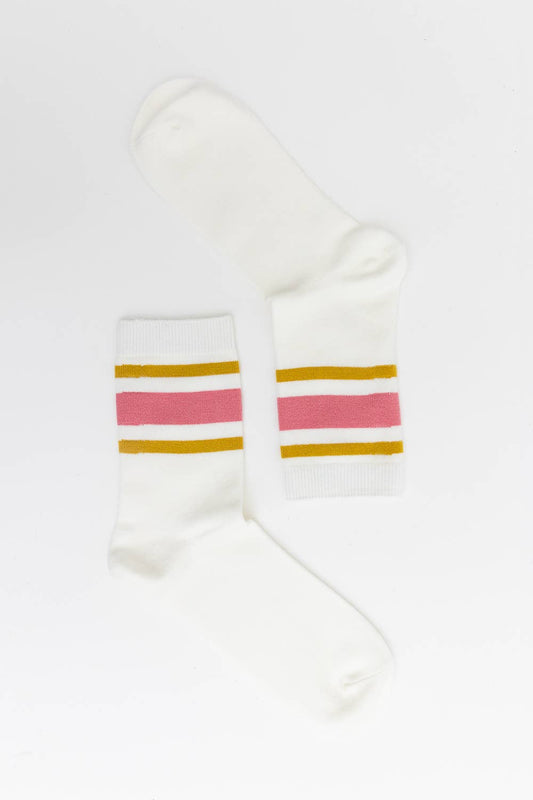 Retro Stripe Style Crew Socks - 2 Colos
