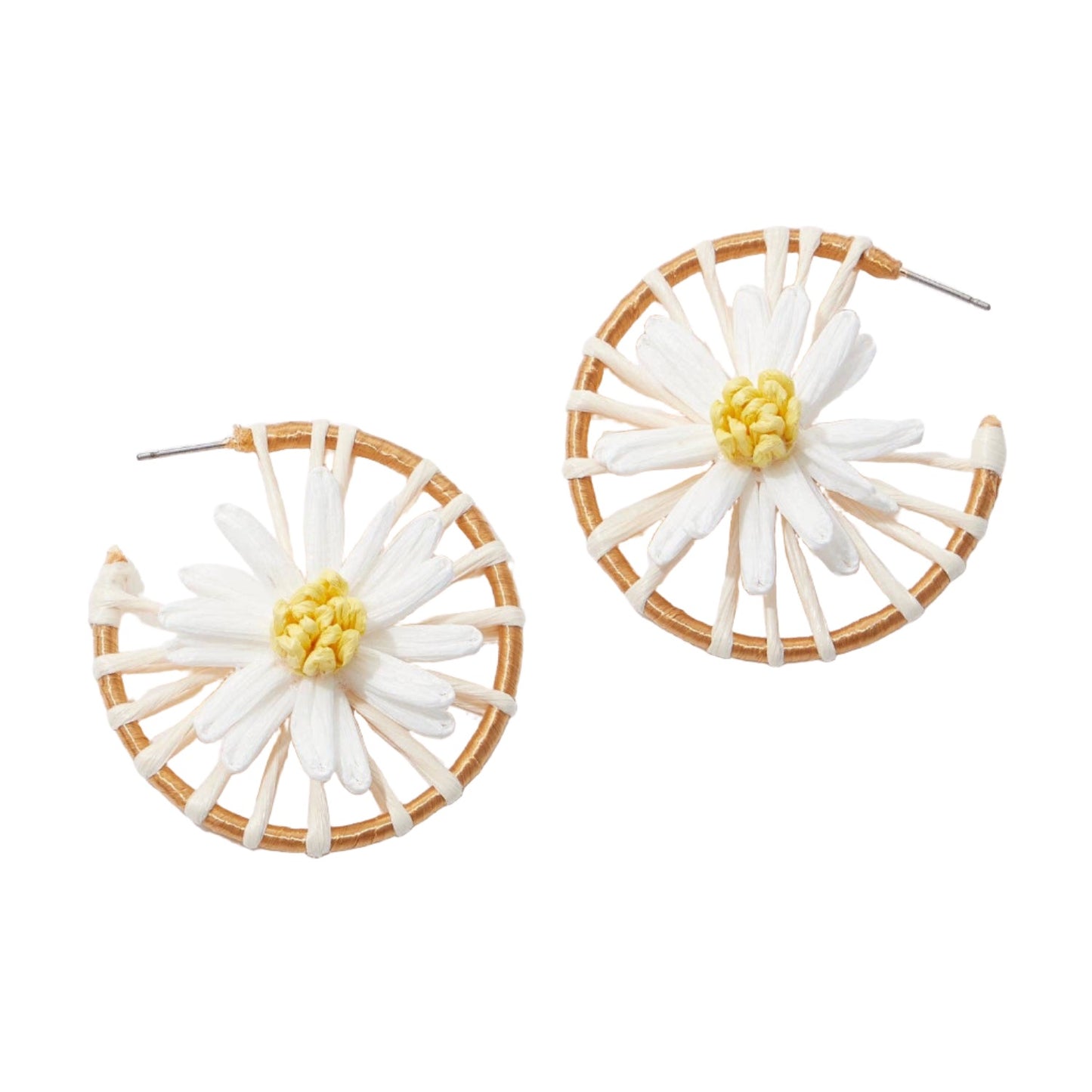 Flower Raffia Hoop Earring
