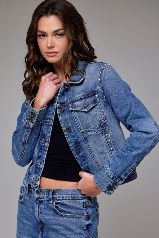 Pearl Embellished Trucker Jacket