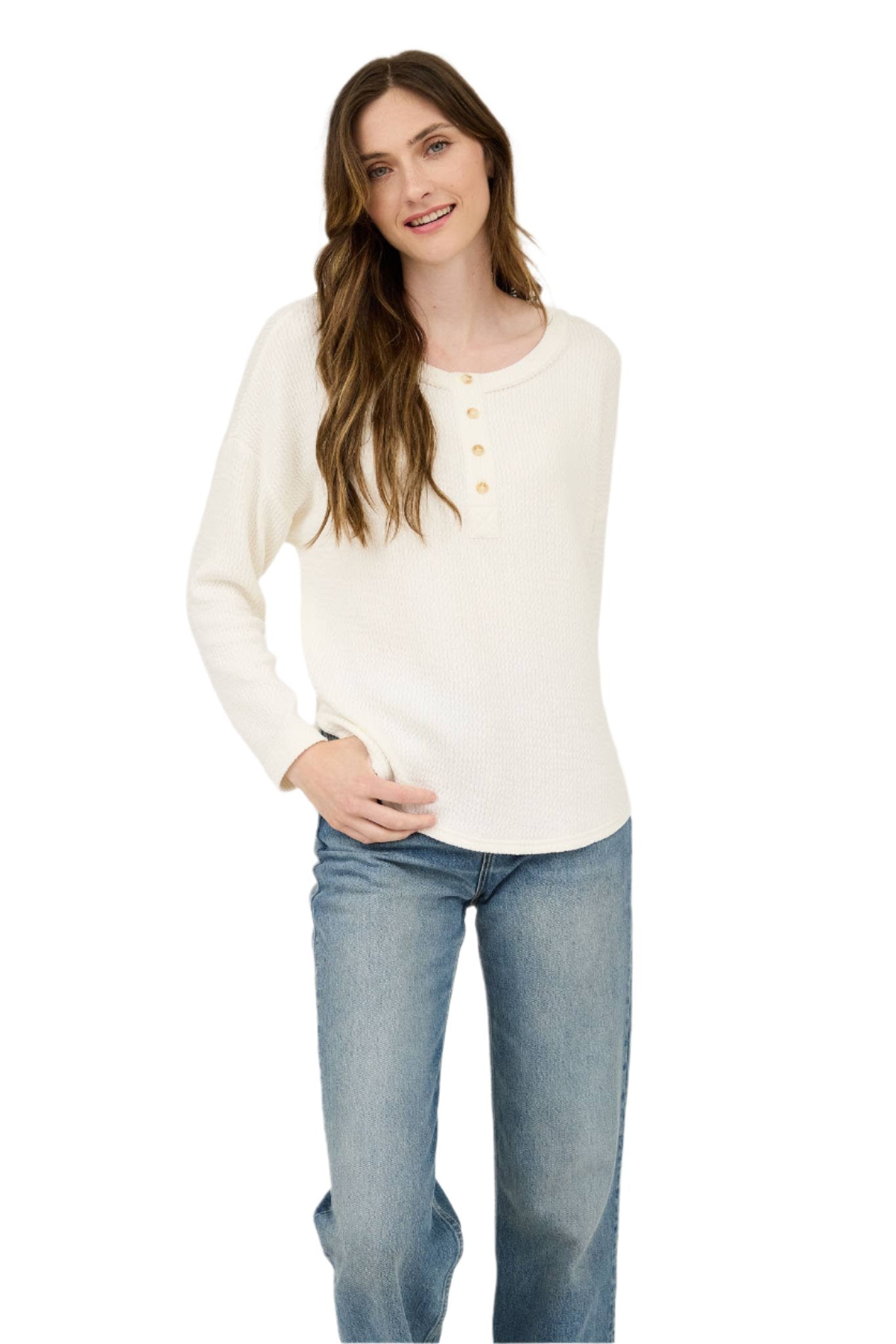 Waffle Knit Henley-3 Colors