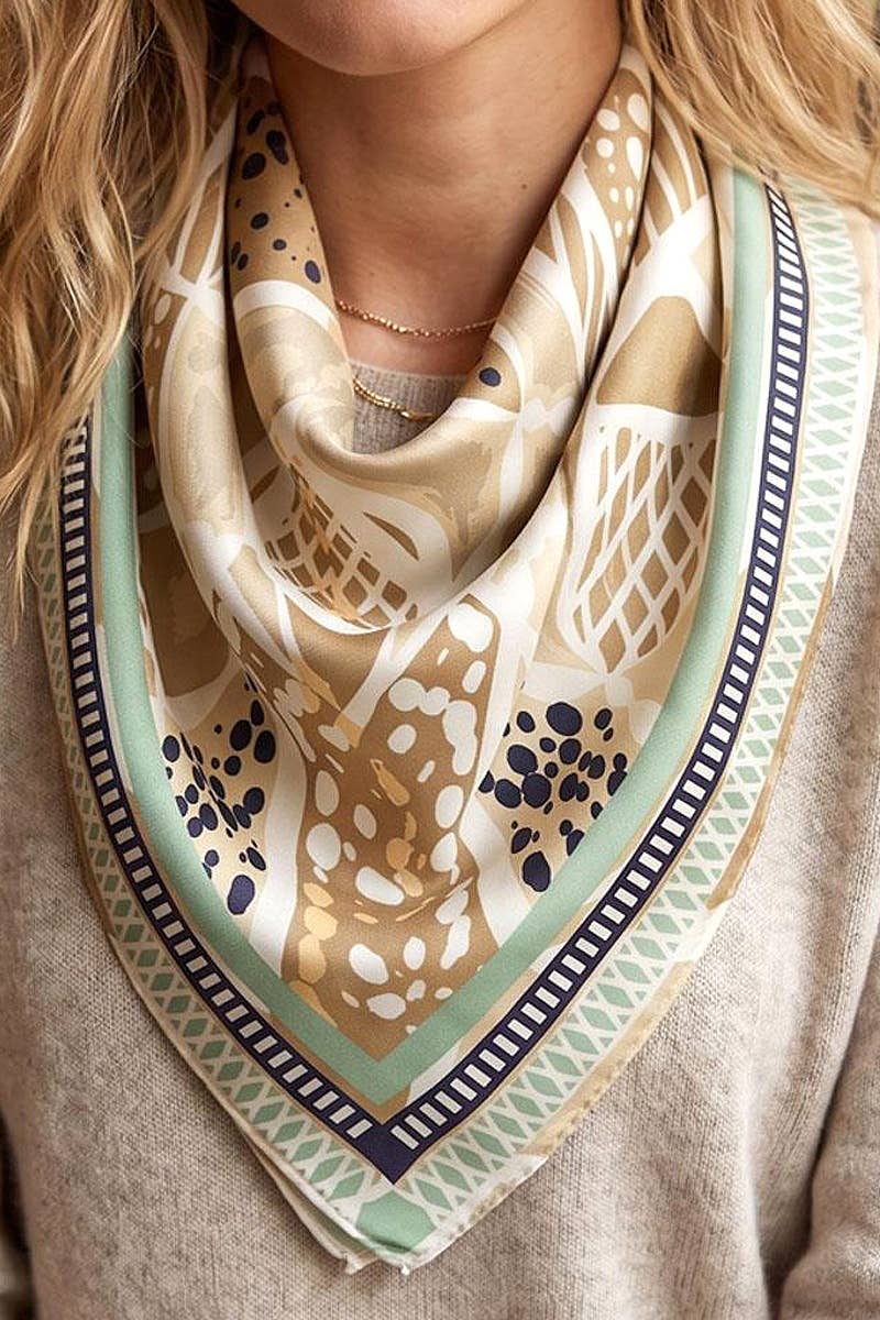Abstract Graphic Print Bandana: Taupe