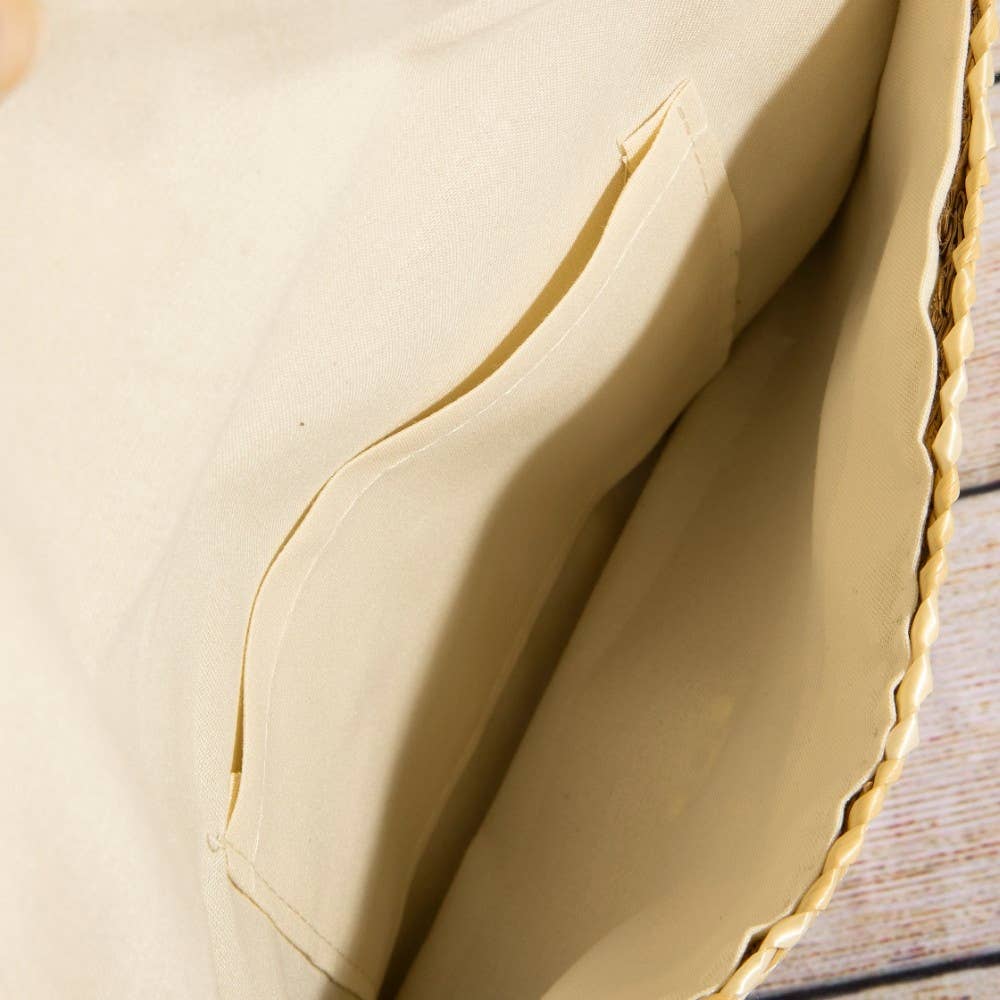Three Tone Straw Clutch Bag - 4 Colors
