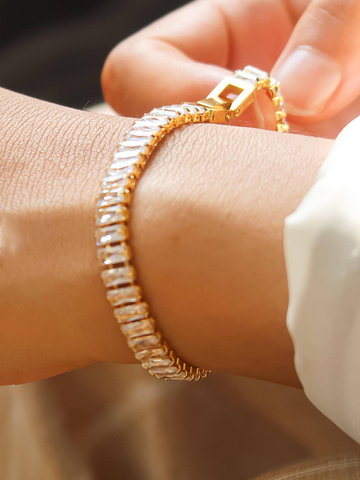 Rhodes 18K Gold Non-Tarnish CZ Bracelet